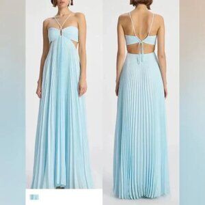 A.L.C. Moira Satin Pleated Maxi Dress
